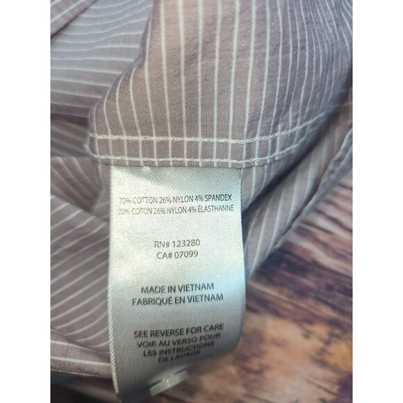 Travis Mathew Mens Cotton Blend Tan Striped Shirt XL Short Sleeve Button-Up - Picture 5 of 8